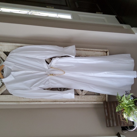 New Jonathan Simkhai Fraya Long Sleeve Cotton Blend Maxi Shirtdress - Picture 4 of 11